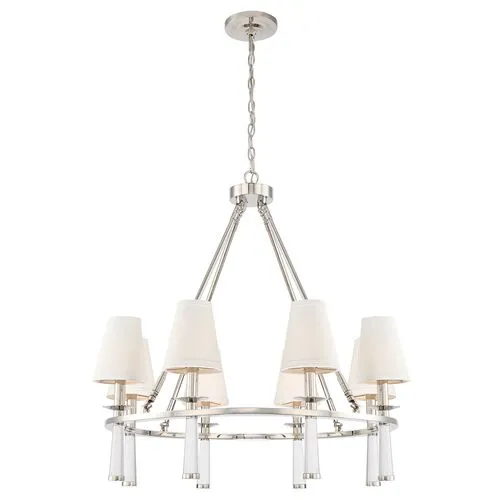 Baxter 8-Light Chandelier - Polished Nickel - Crystorama - Silver