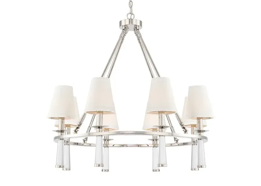 Baxter 8-Light Chandelier - Polished Nickel - Crystorama - Silver