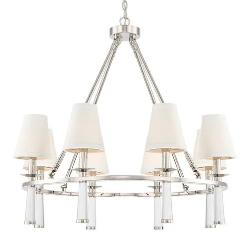 Baxter 8-Light Chandelier - Polished Nickel - Crystorama - Silver