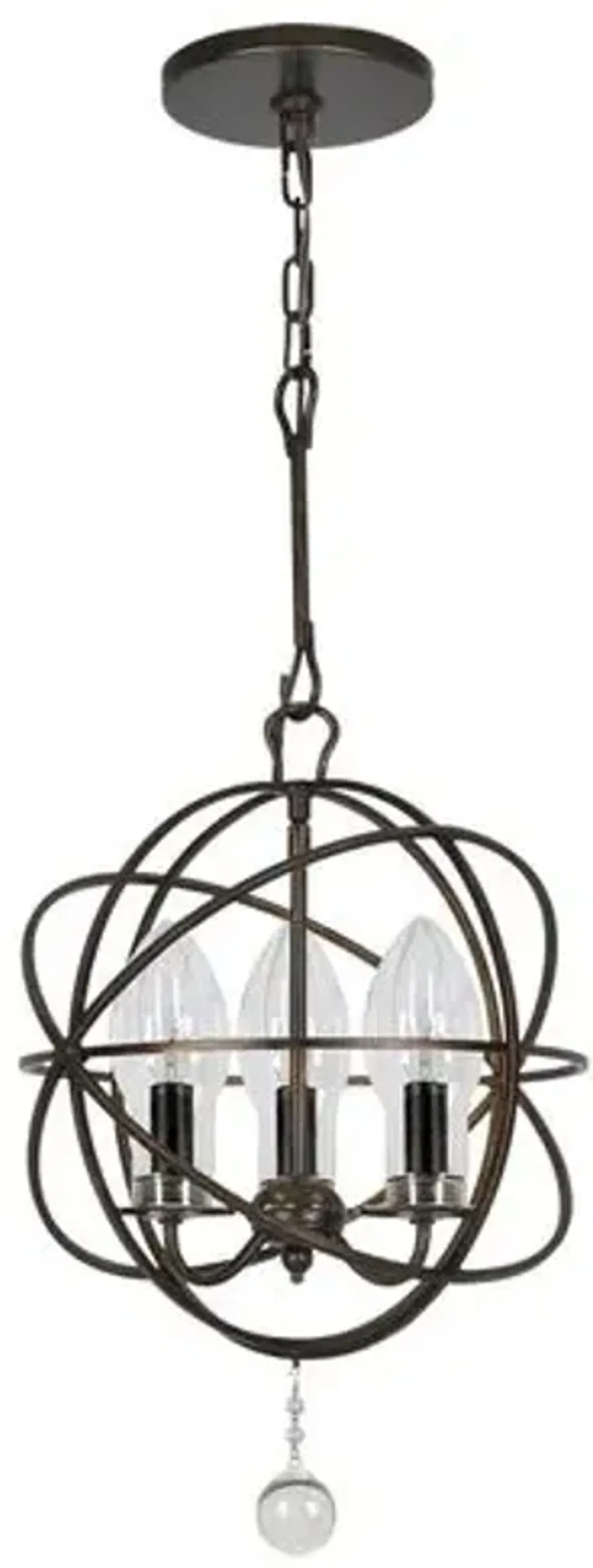 Solaris Outdoor 3-Light Chandelier - Bronze - Crystorama - Black