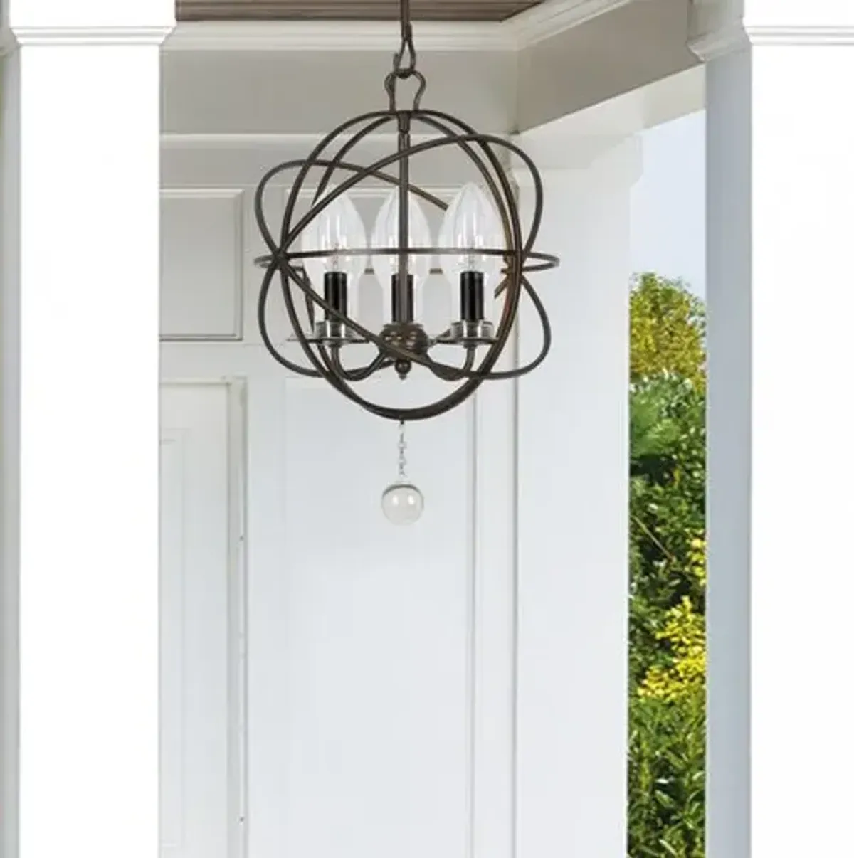 Solaris Outdoor 3-Light Chandelier - Bronze - Crystorama - Black