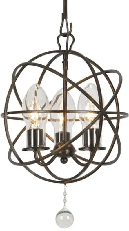 Solaris Outdoor 3-Light Chandelier - Bronze - Crystorama - Black