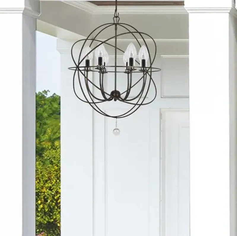 Solaris Outdoor 6-Light Chandelier - Bronze - Crystorama - Black