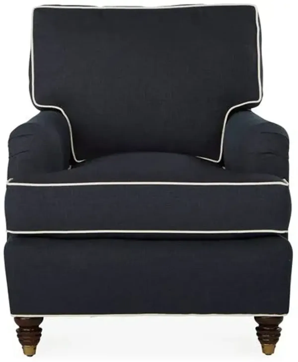 Kate Club Chair - Navy/Ivory Crypton - Miles Talbott - Hancrafted in the USA