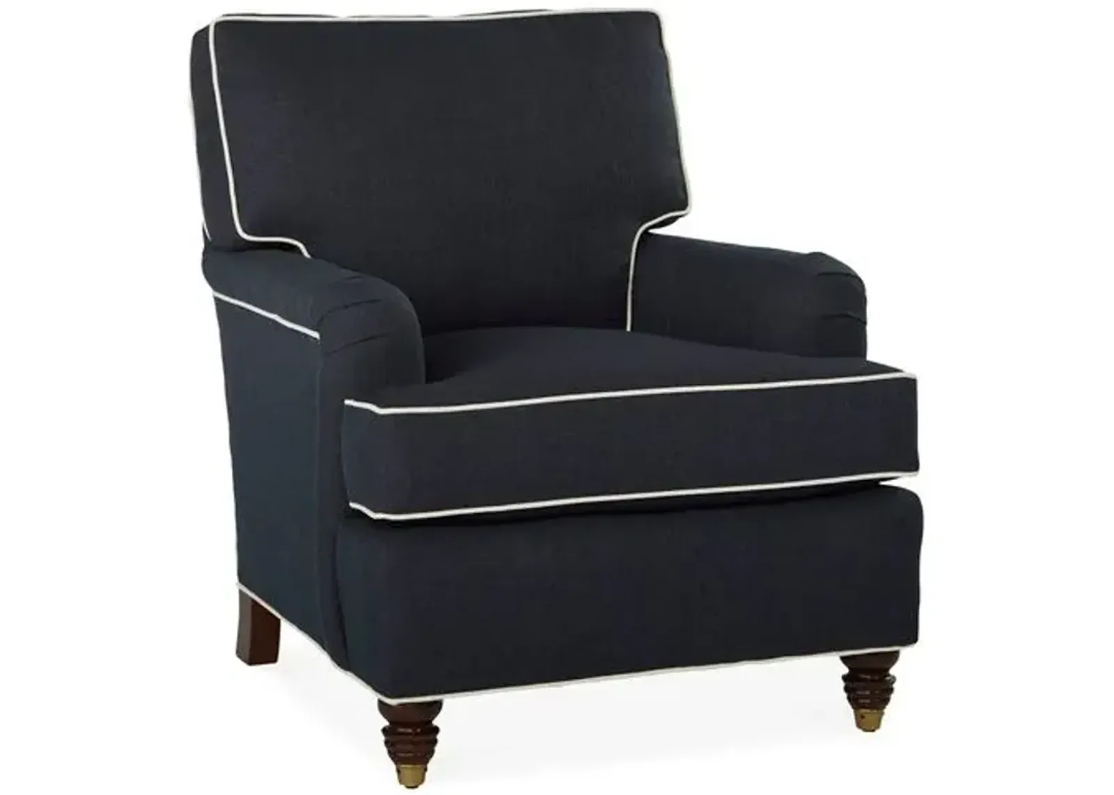 Kate Club Chair - Navy/Ivory Crypton - Miles Talbott - Hancrafted in the USA