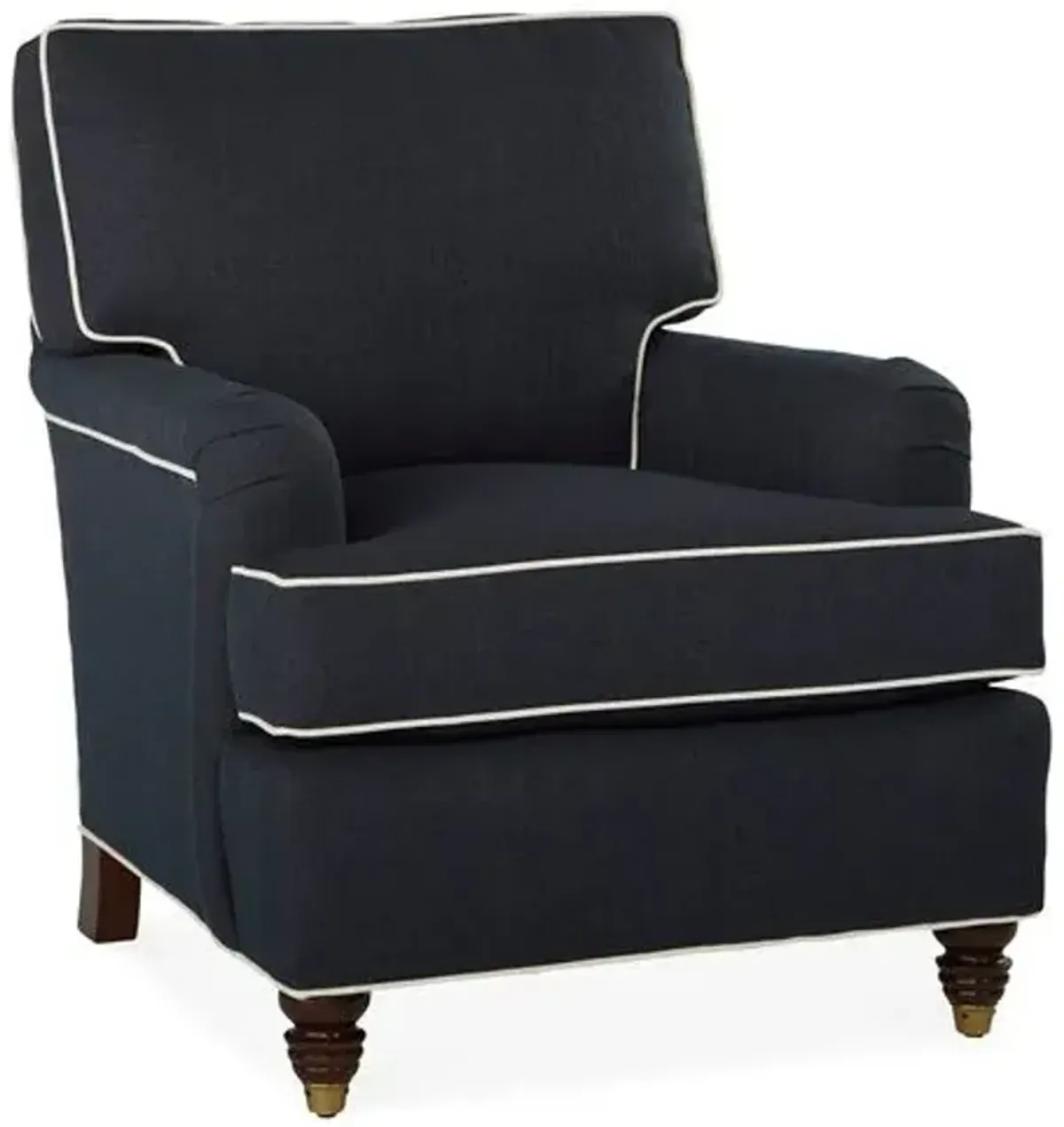 Kate Club Chair - Navy/Ivory Crypton - Miles Talbott - Hancrafted in the USA