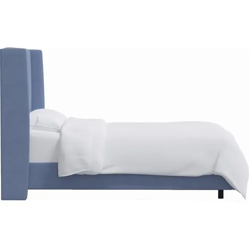 Kelly Wingback Bed - Handcrafted - Blue