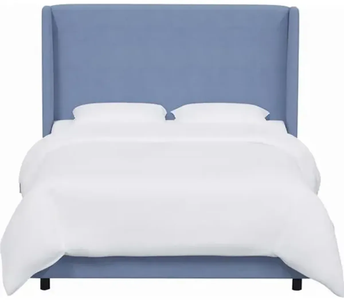 Kelly Wingback Bed - Handcrafted - Blue