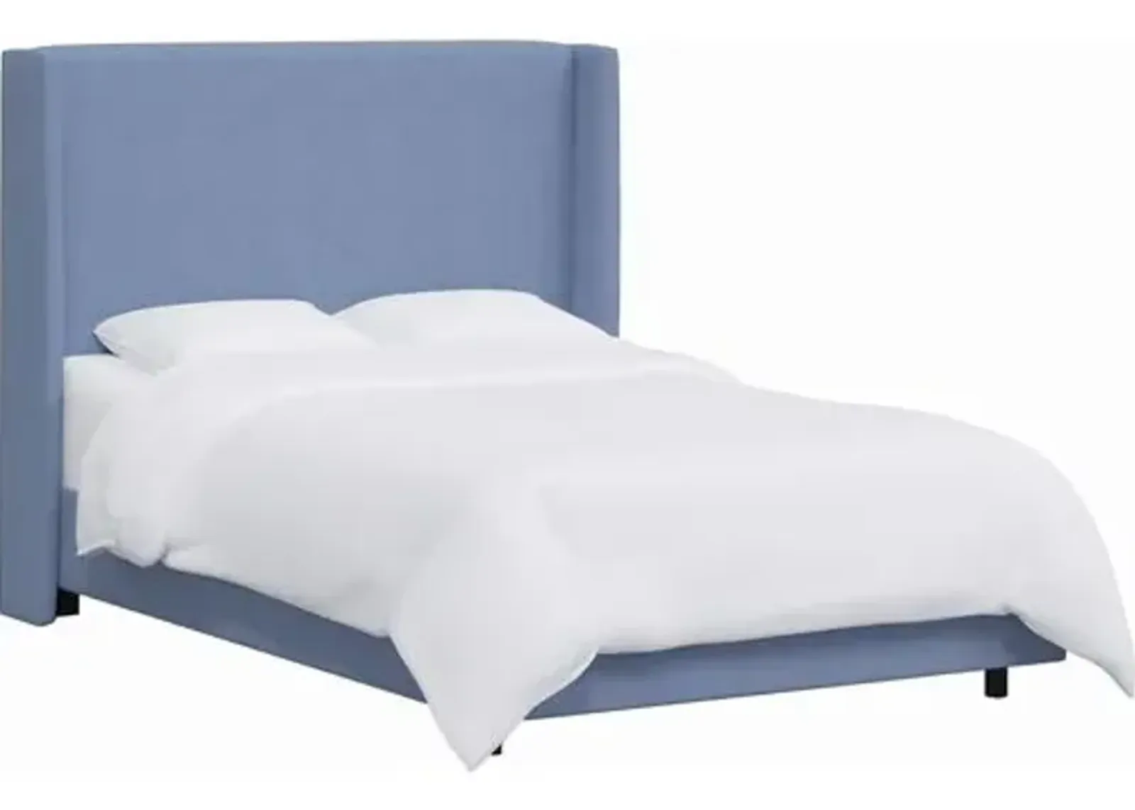 Kelly Wingback Bed - Handcrafted - Blue