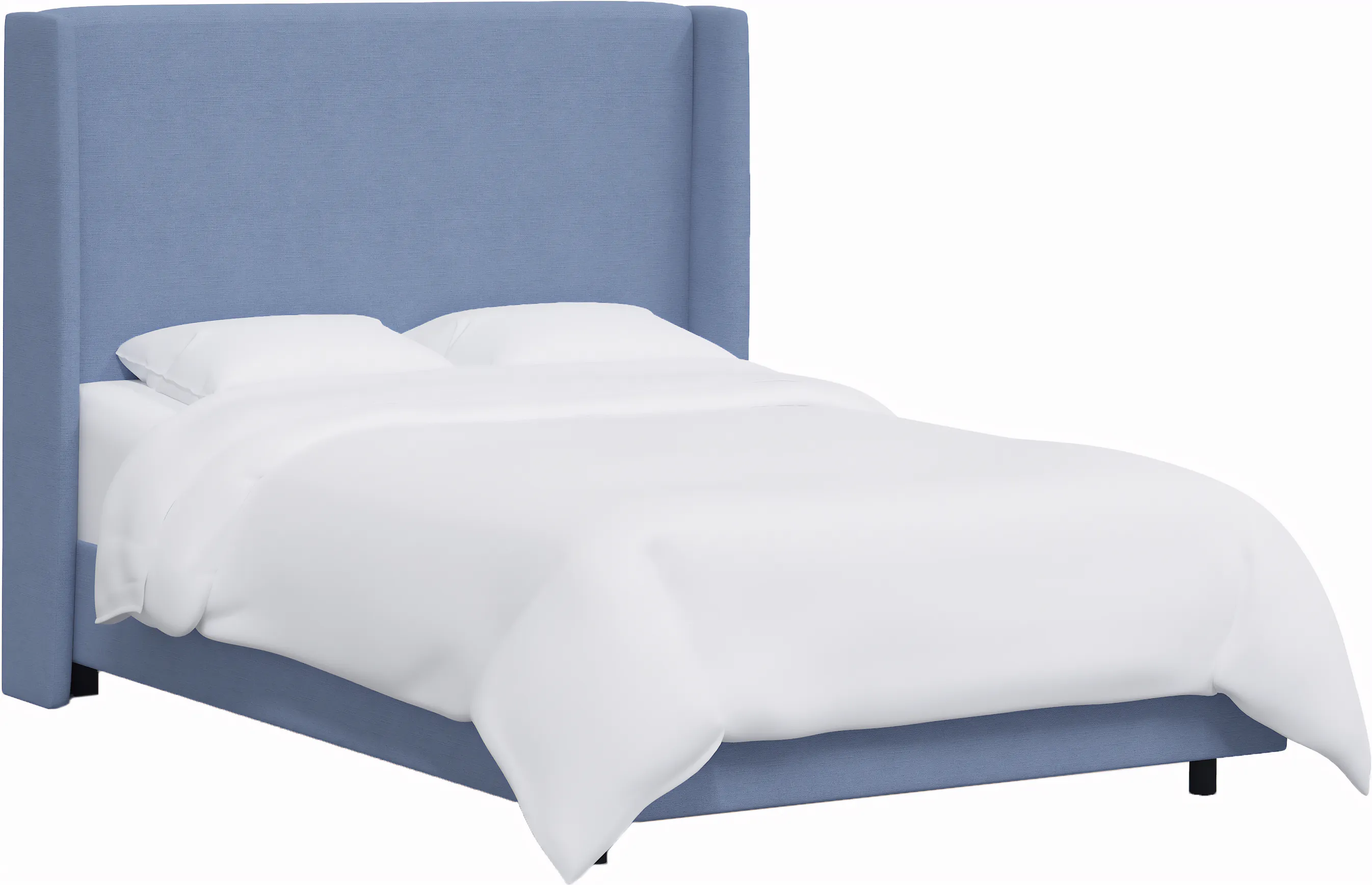 Kelly Wingback Bed - Handcrafted - Blue