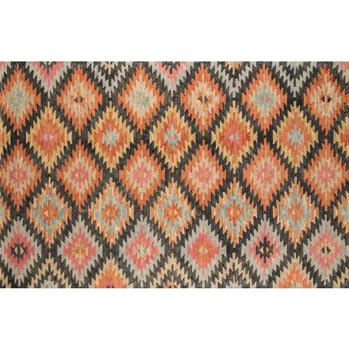 Claret Hand-Hooked Rug - Black - Orange - Orange