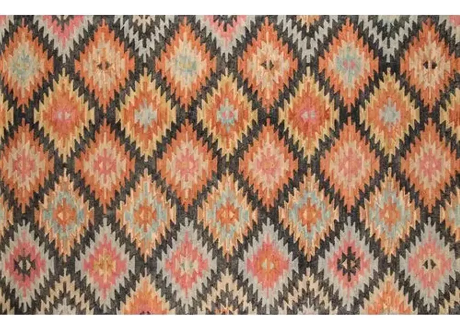 Claret Hand-Hooked Rug - Black - Orange - Orange