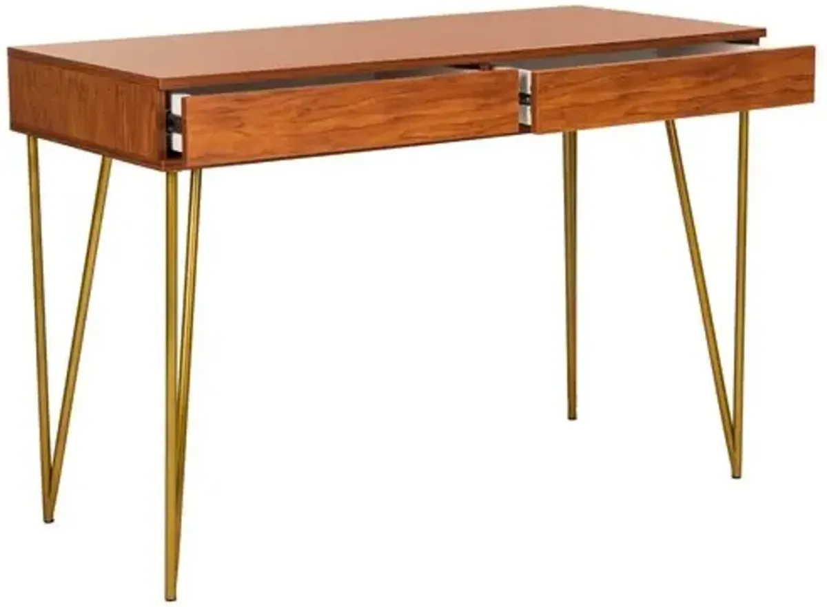 Banks Desk - Natural/Gold - Brown