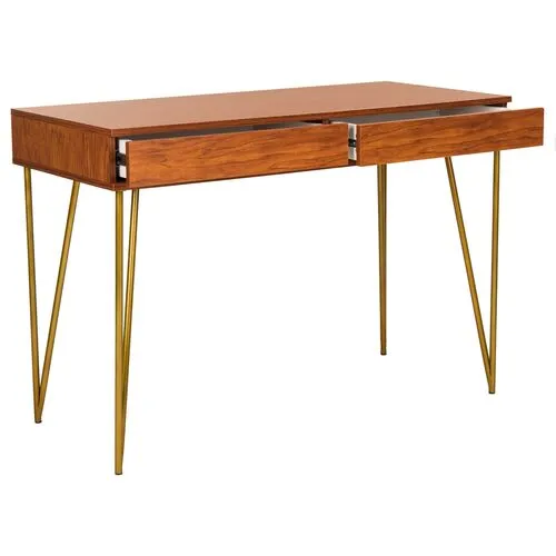 Banks Desk - Natural/Gold - Brown