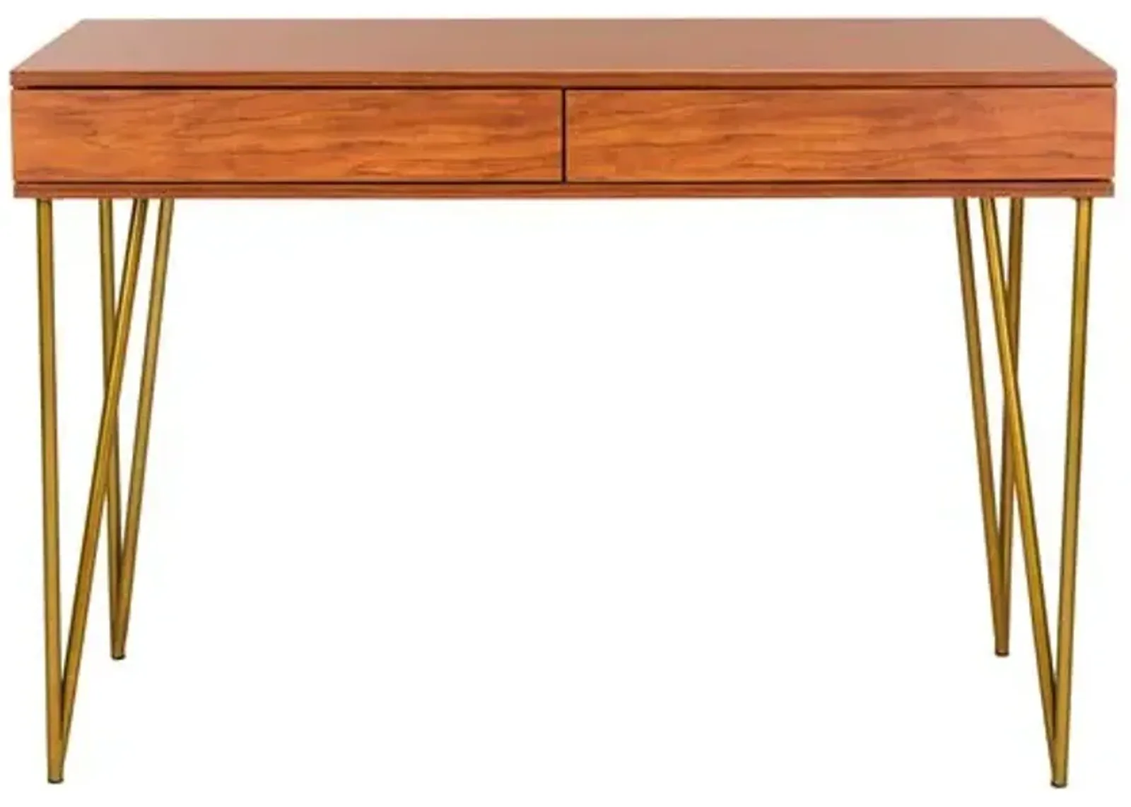 Banks Desk - Natural/Gold - Brown