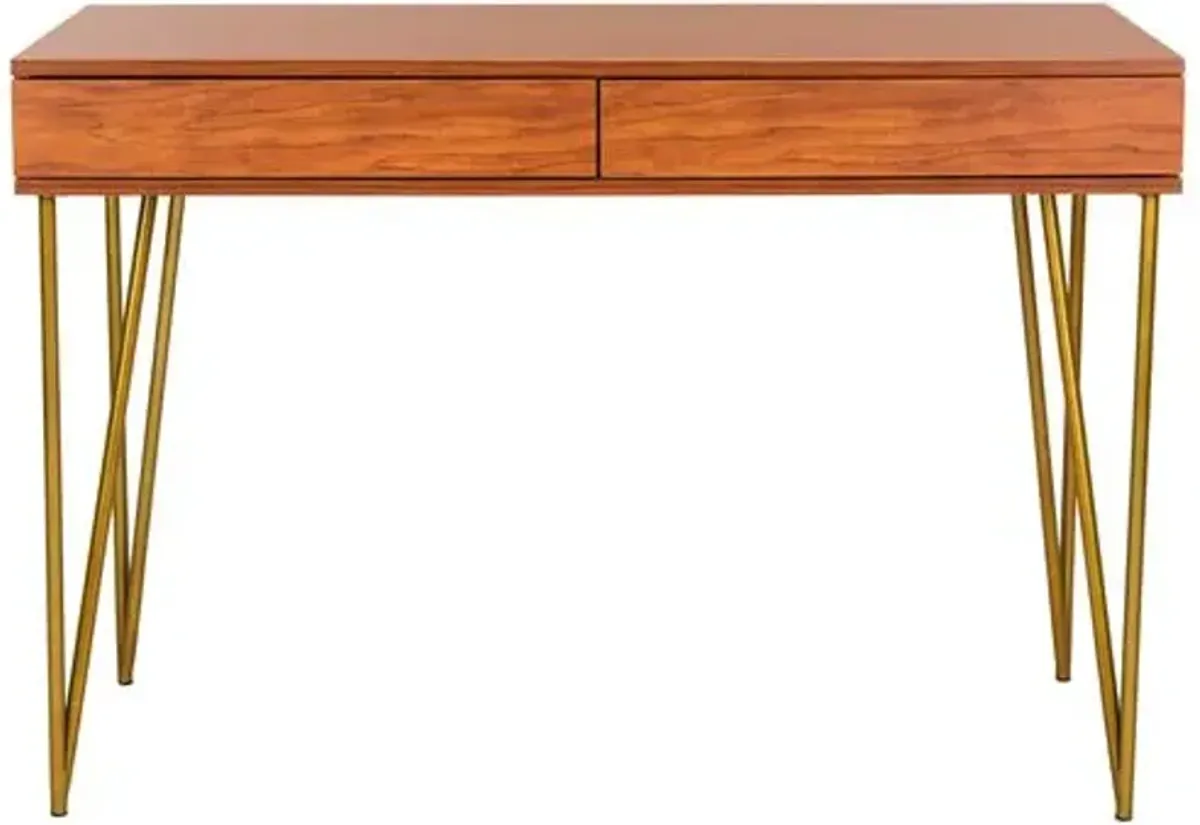 Banks Desk - Natural/Gold - Brown