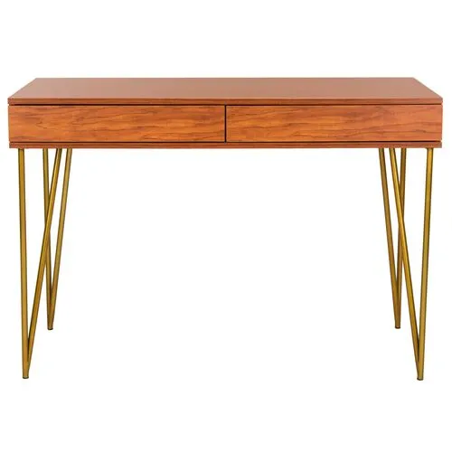 Banks Desk - Natural/Gold - Brown