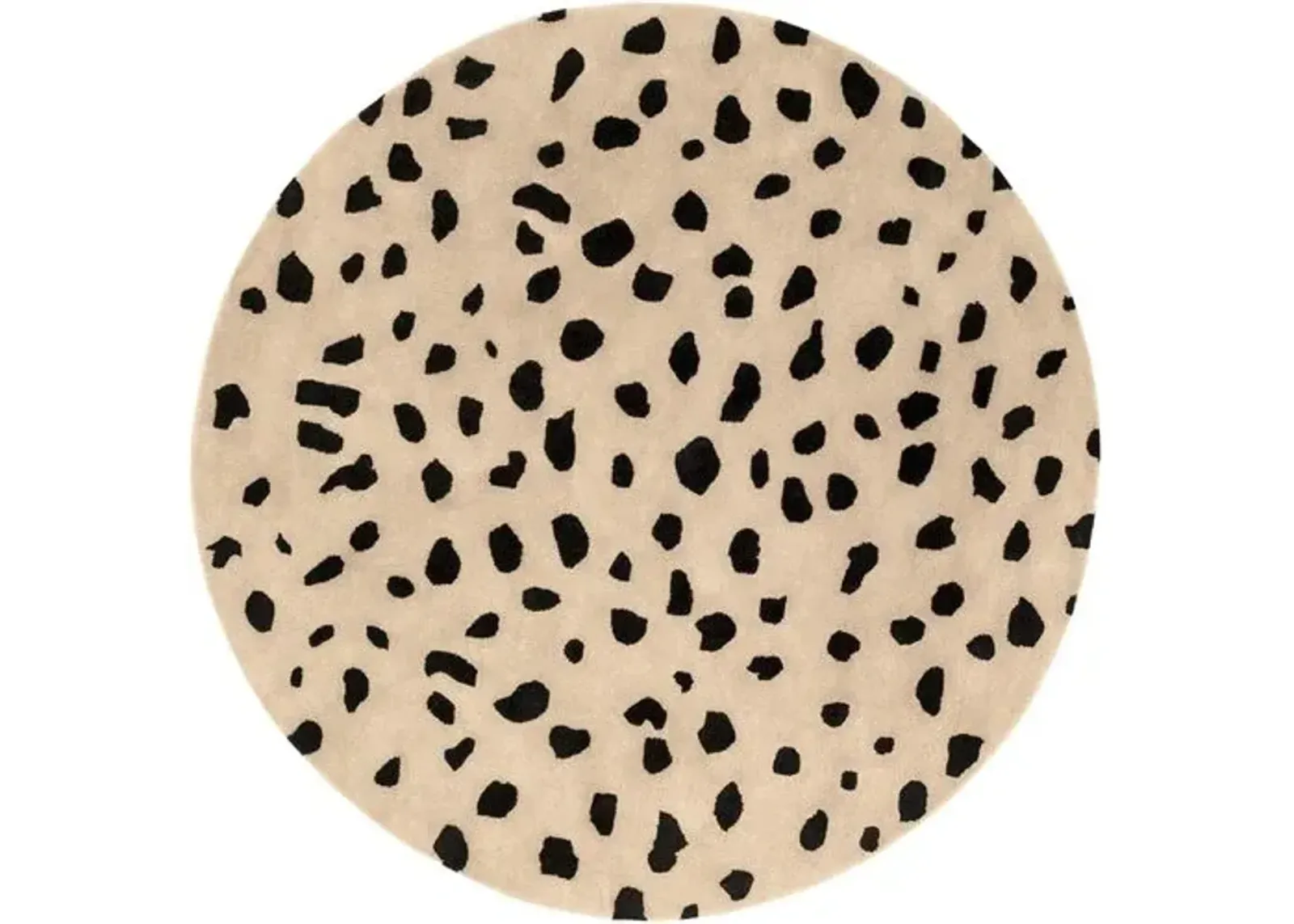 6' Lizzy Round Kids' Rug - Beige/Black - Beige