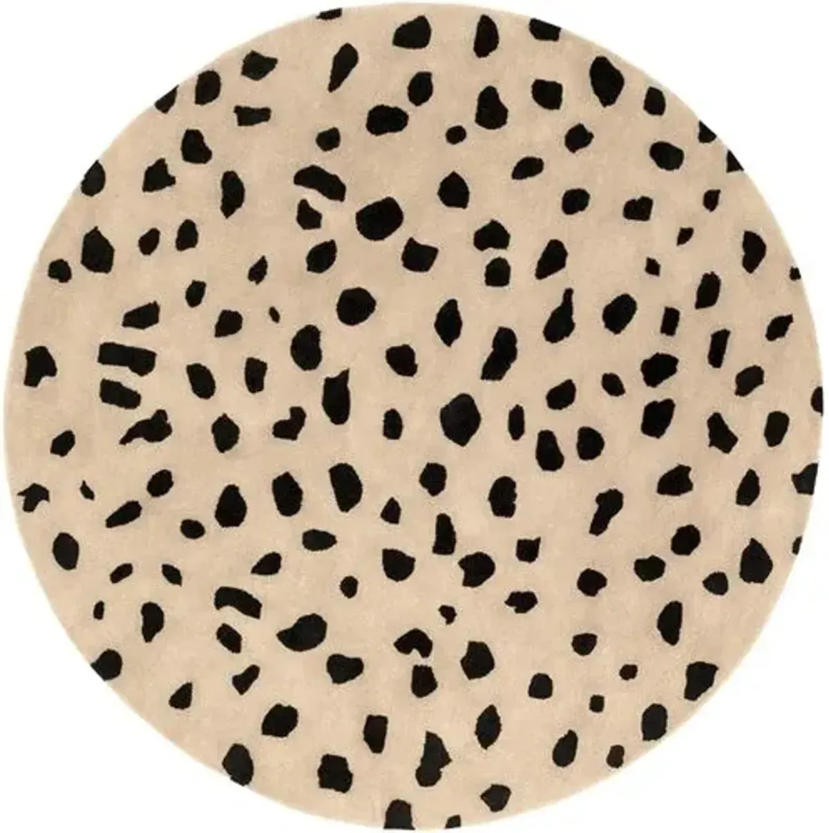 6' Lizzy Round Kids' Rug - Beige/Black - Beige