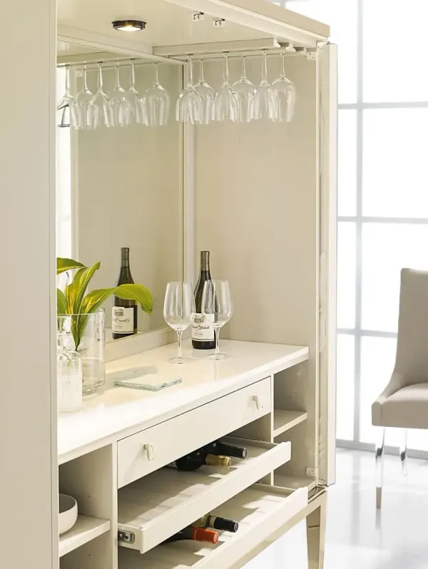 Palms Up Bar Cabinet, Ivory