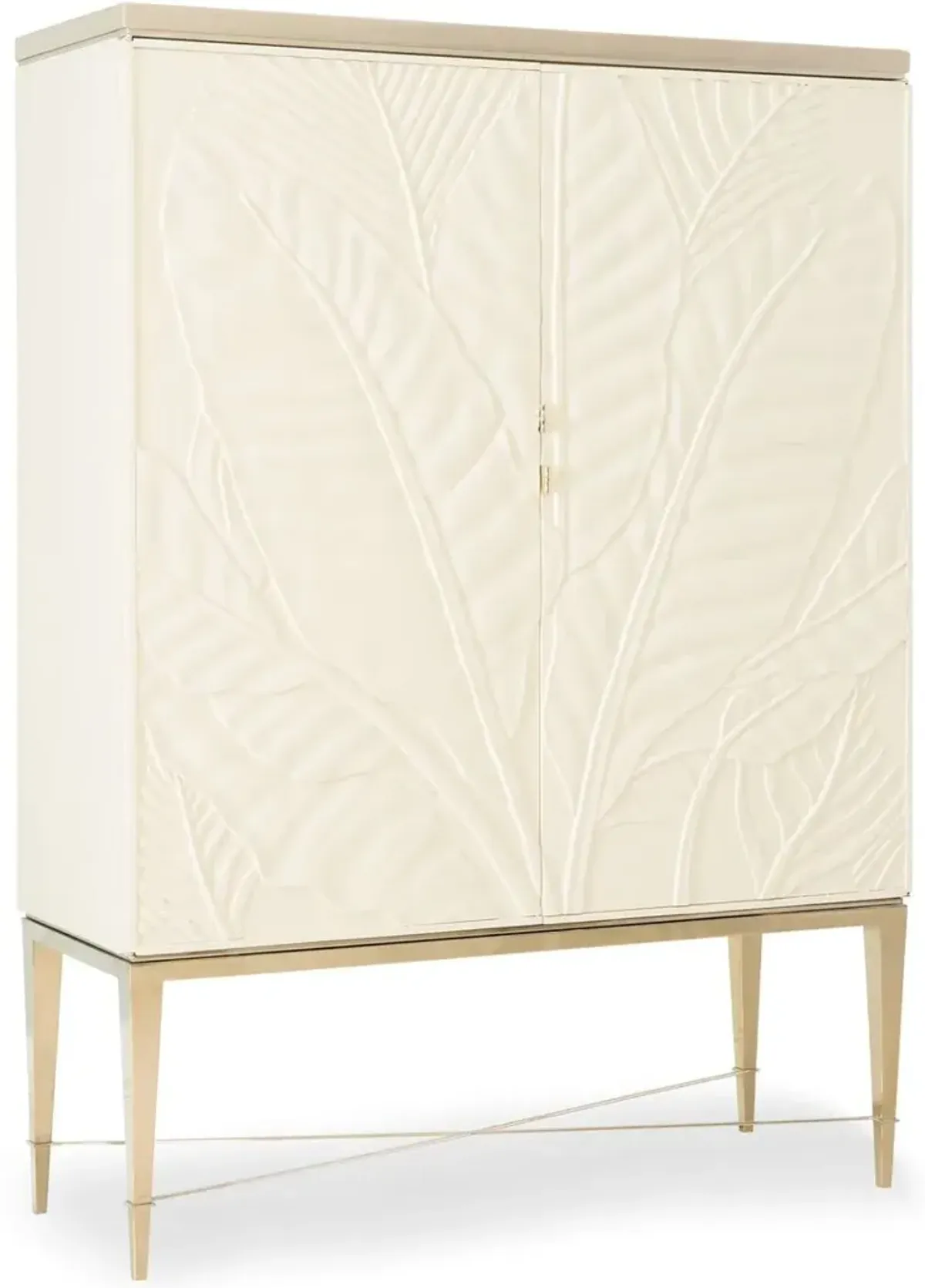Palms Up Bar Cabinet, Ivory