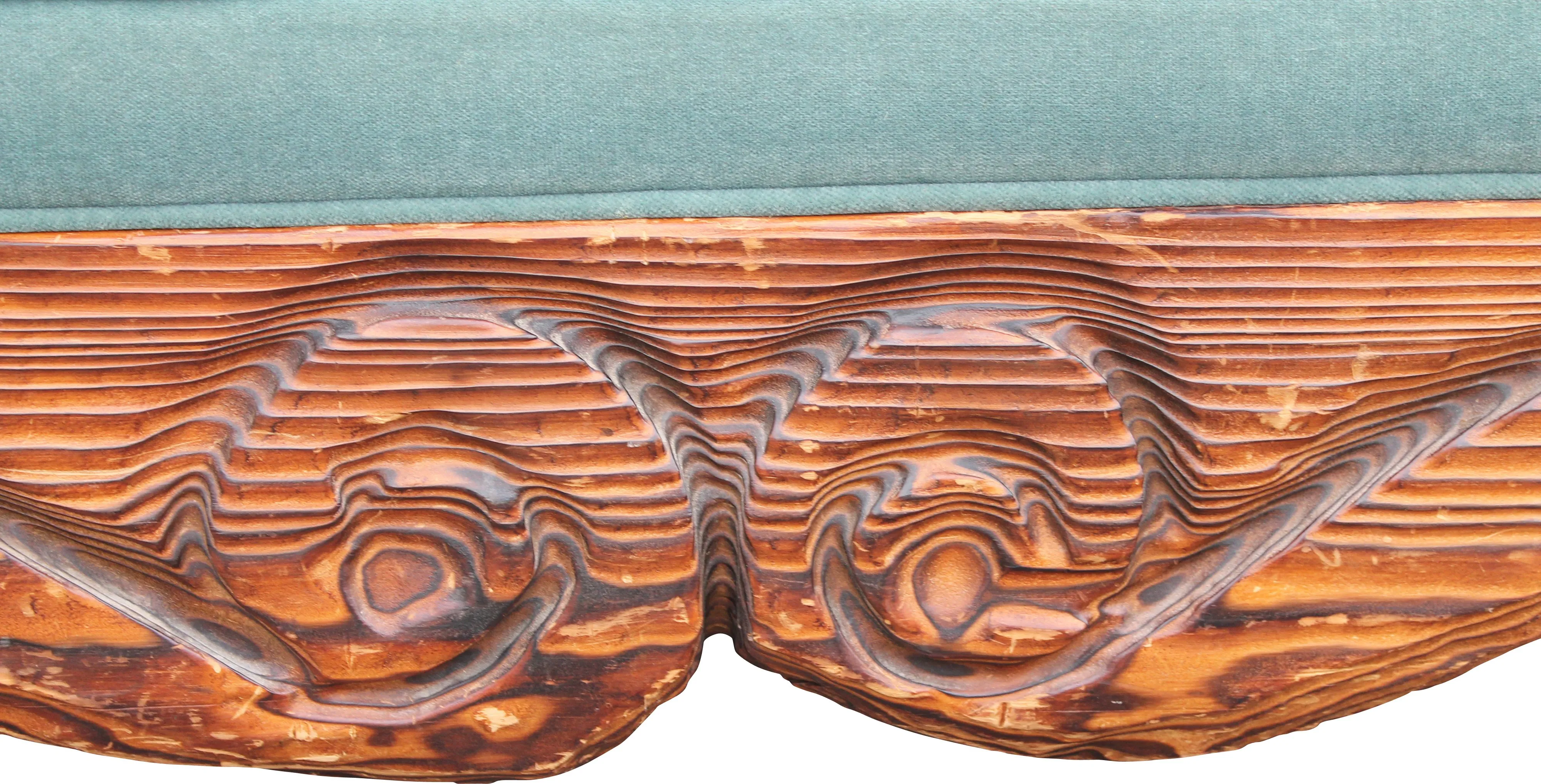 1940s Carved Wood Bench - Something Vintage - Brown