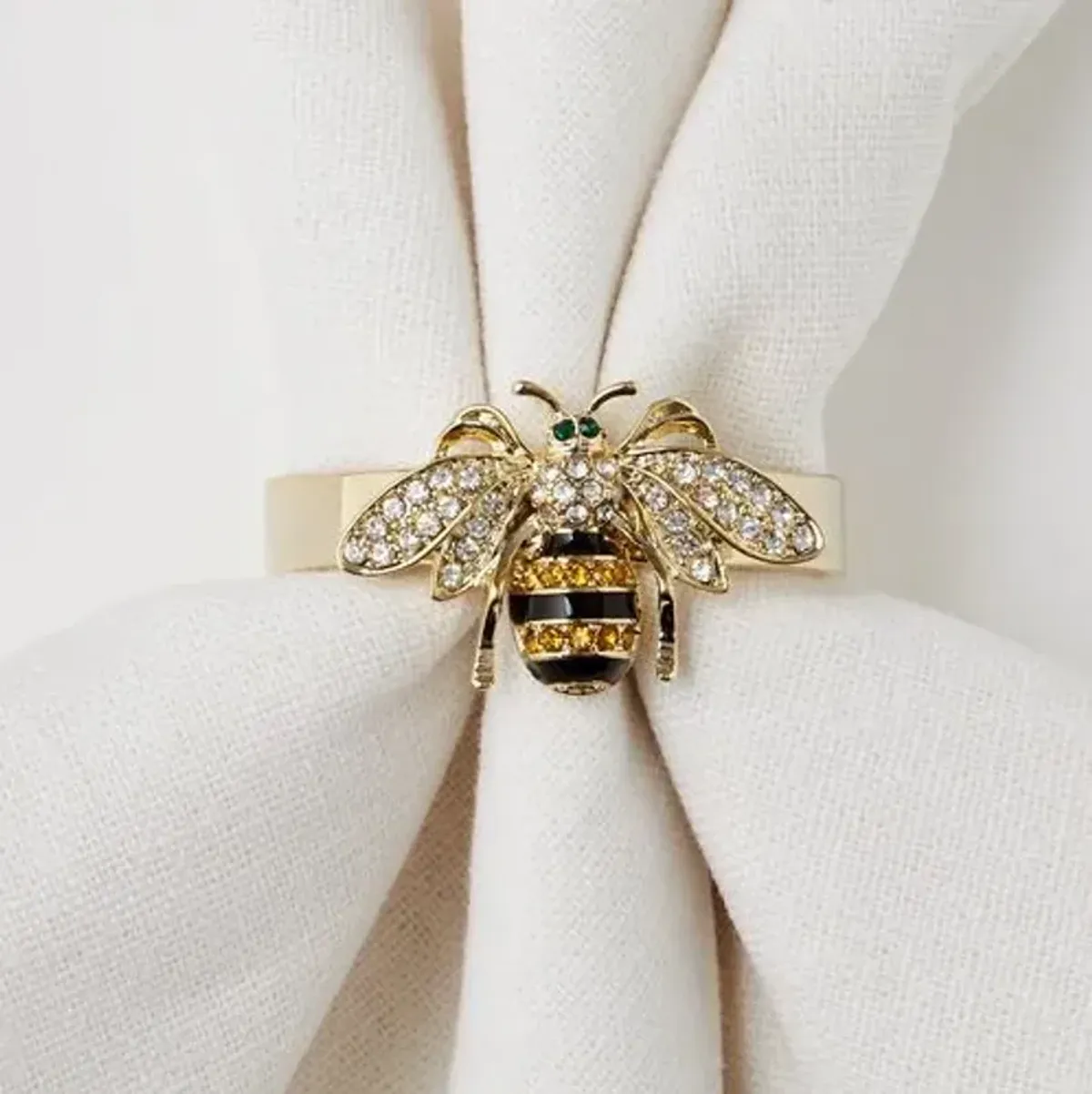 Set of 4 Bee Napkin Rings - Gold - Joanna Buchanan