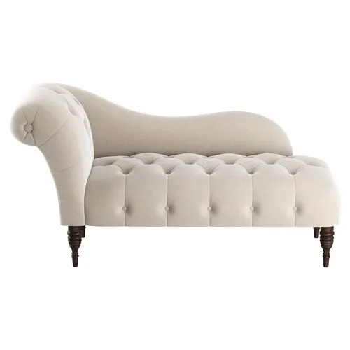 Frances Velvet Tufted Chaise - Handcrafted - Gray - Comfortable, Sturdy, Stylish