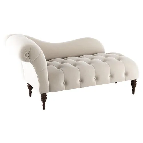 Frances Velvet Tufted Chaise - Handcrafted - Gray - Comfortable, Sturdy, Stylish