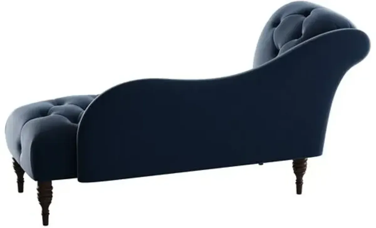 Frances Velvet Tufted Chaise - Handcrafted - Blue - Comfortable, Sturdy, Stylish