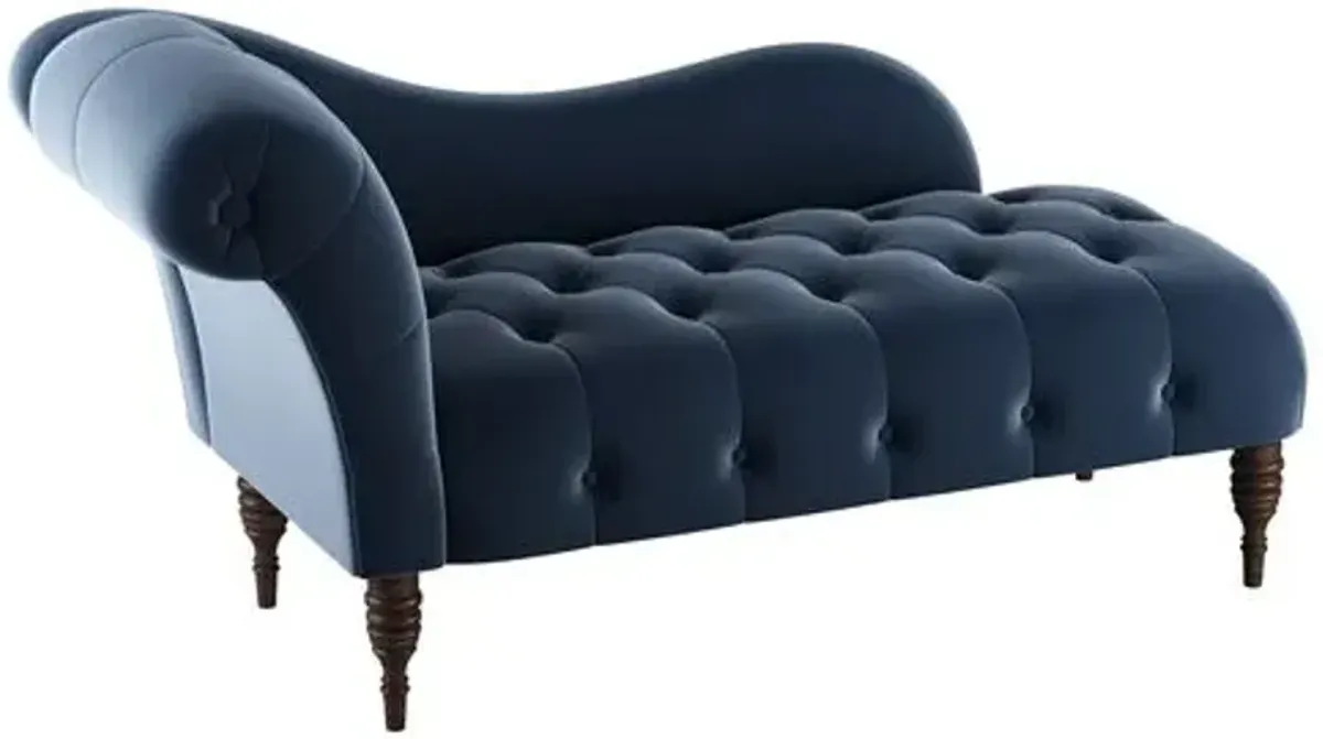 Frances Velvet Tufted Chaise - Handcrafted - Blue - Comfortable, Sturdy, Stylish