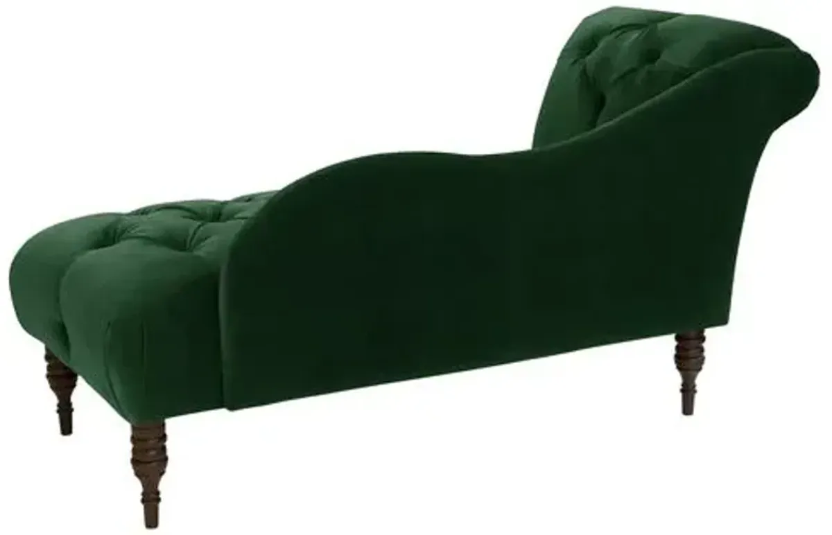 Frances Velvet Tufted Chaise - Handcrafted - Green - Comfortable, Sturdy, Stylish