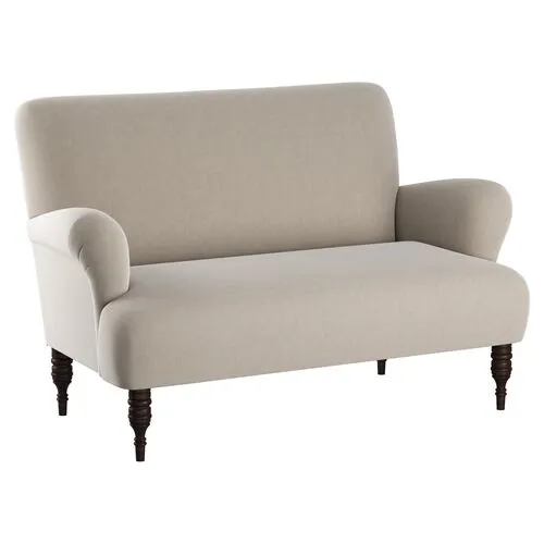 Nicolette Velvet Settee - Handcrafted - Gray