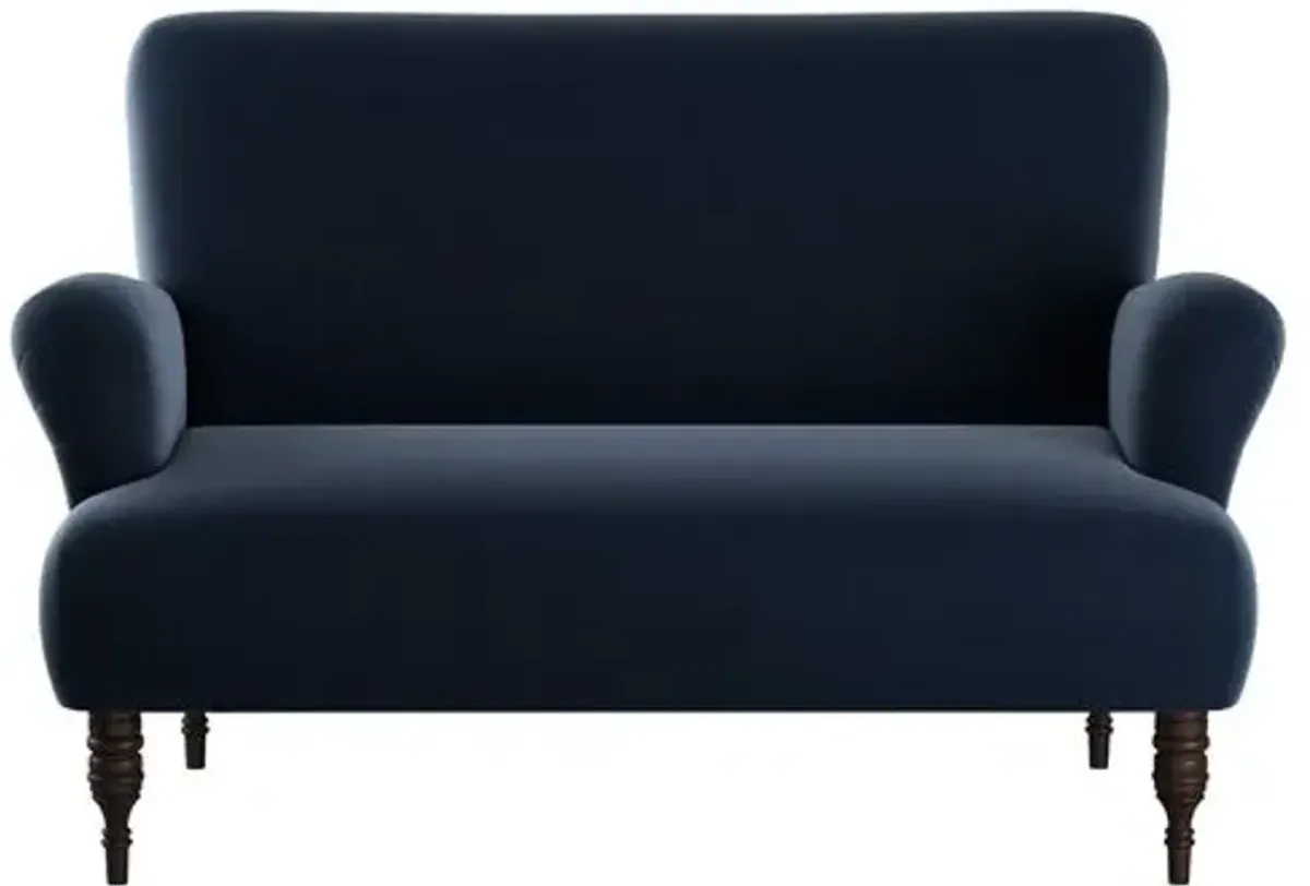 Nicolette Velvet Settee - Handcrafted - Blue