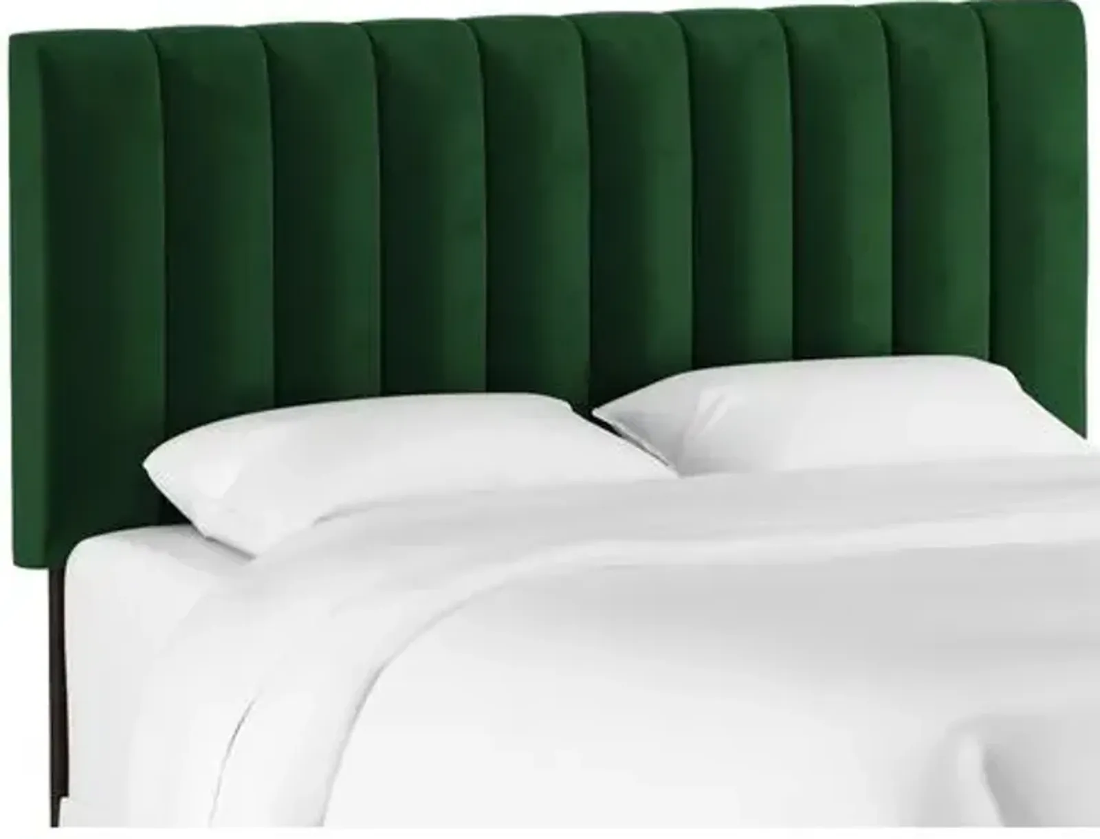 Delmar Velvet Channeled Headboard - Handcrafted - Green