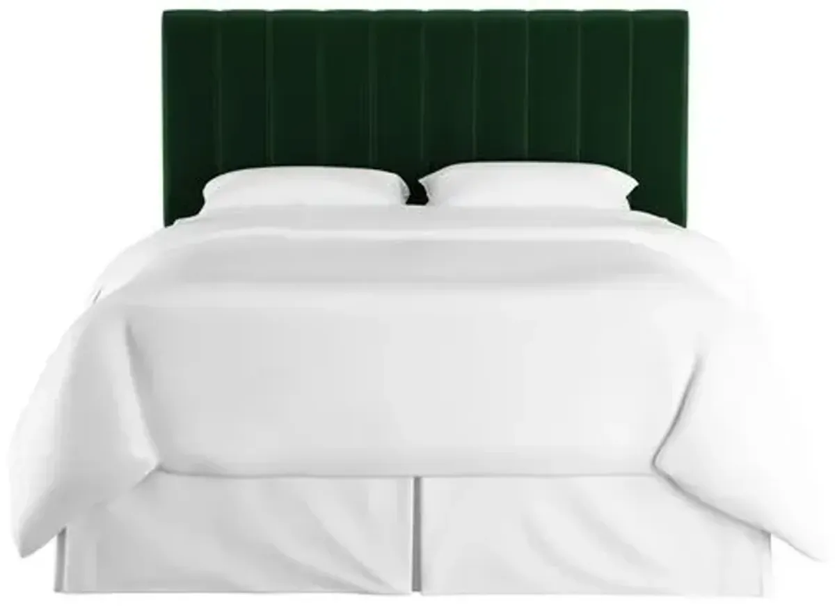 Delmar Velvet Channeled Headboard - Handcrafted - Green