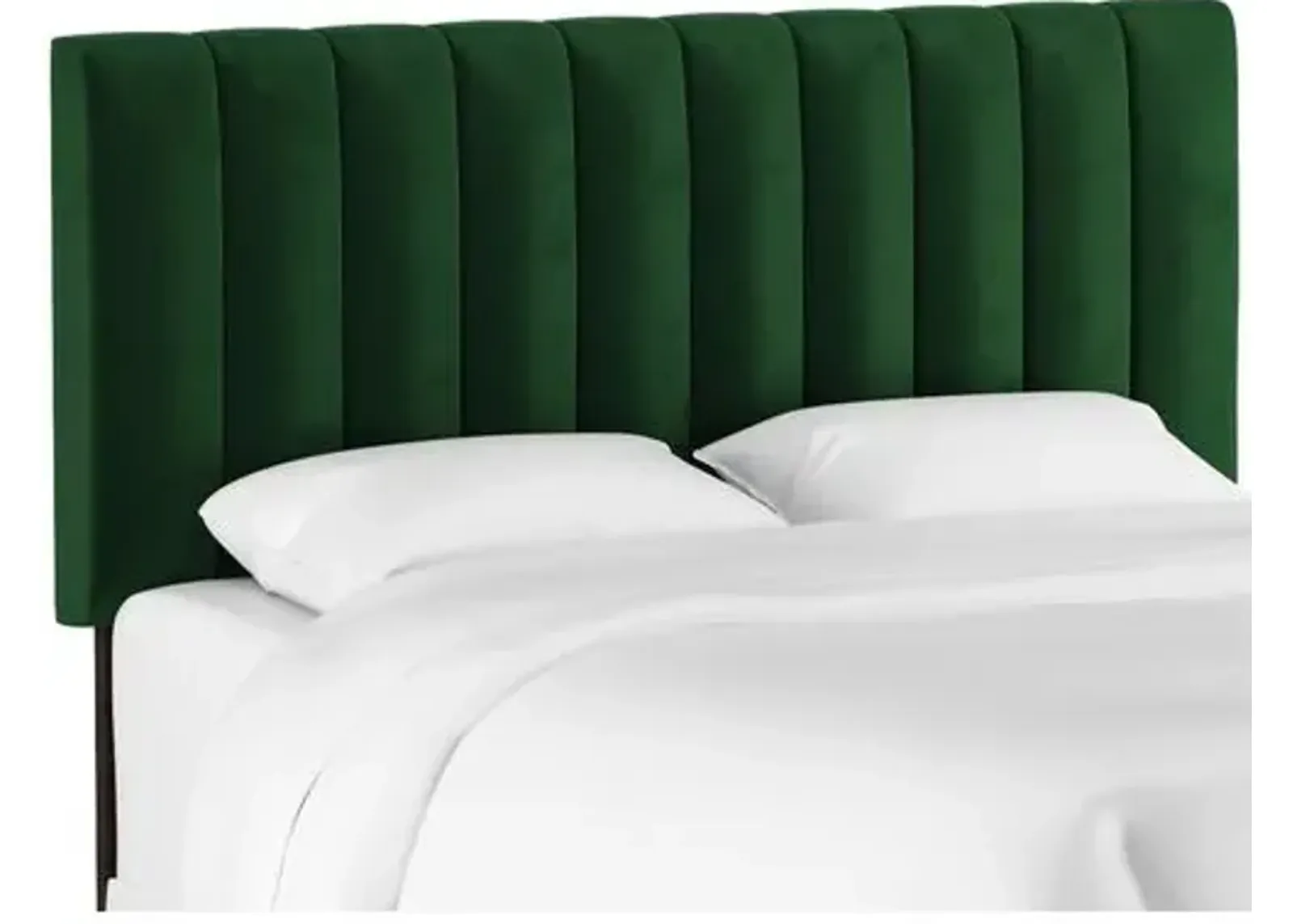 Delmar Velvet Channeled Headboard - Handcrafted - Green