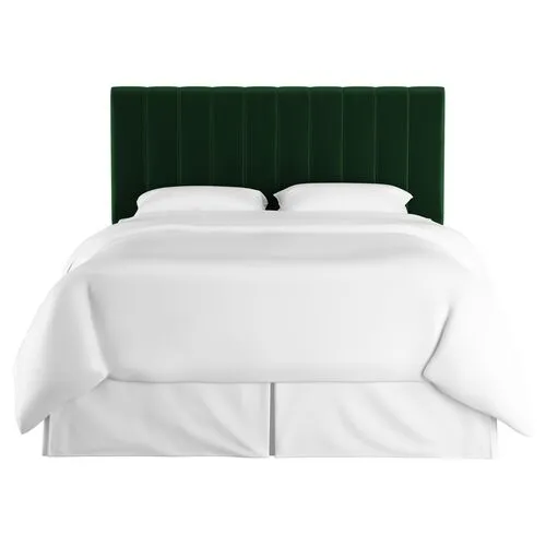 Delmar Velvet Channeled Headboard - Handcrafted - Green