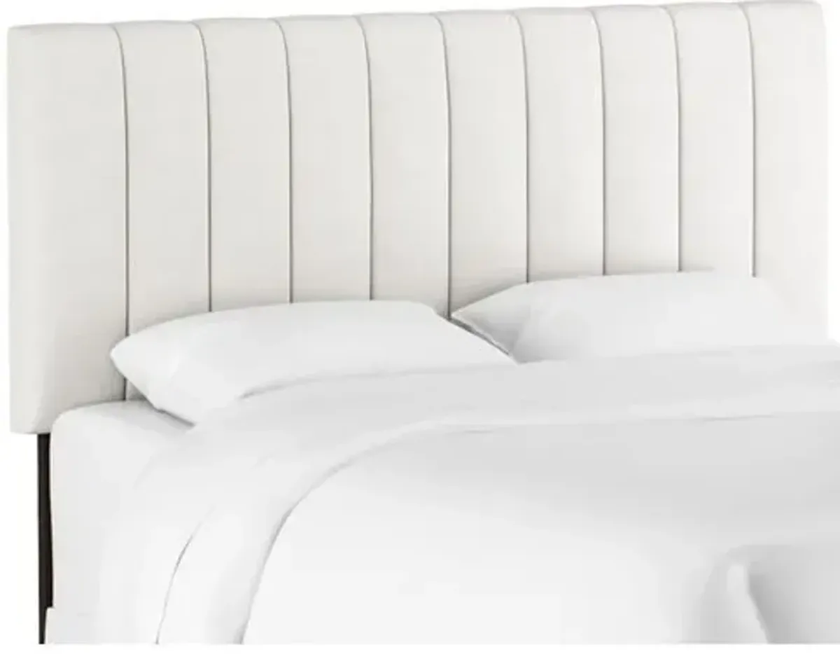 Delmar Linen Channeled Headboard - Handcrafted - White