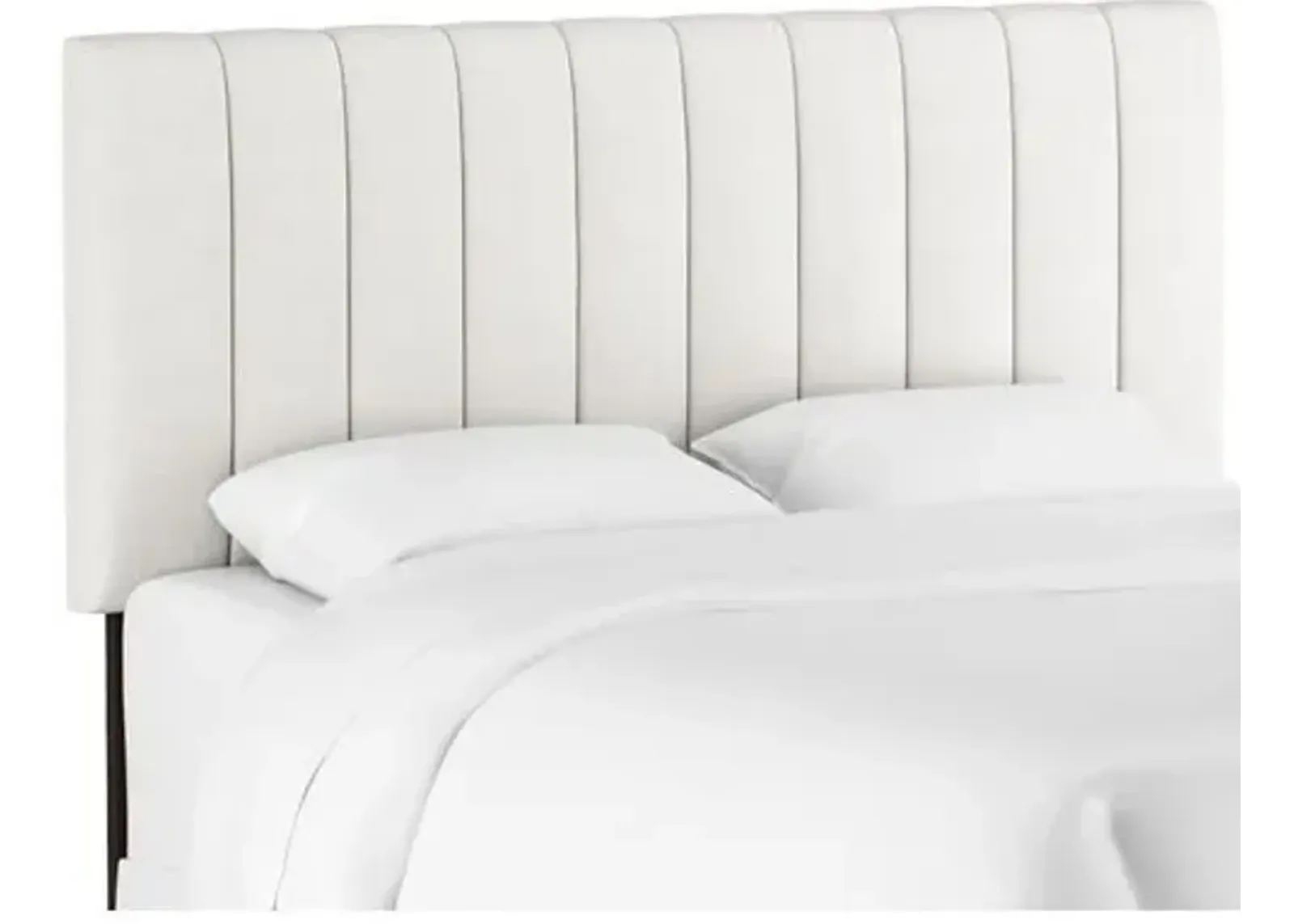 Delmar Linen Channeled Headboard - Handcrafted - White