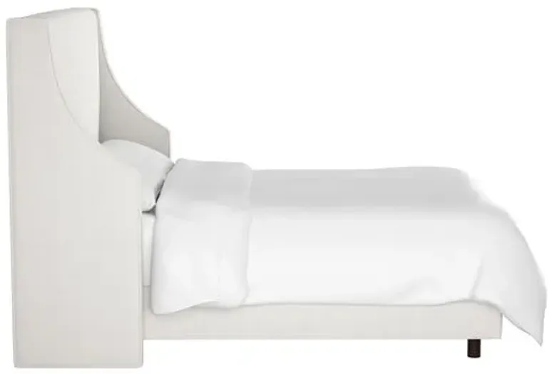 Davis Velvet Wingback Bed - Handcrafted - White, Mattress, Box Spring Required, Comfortable, Durable