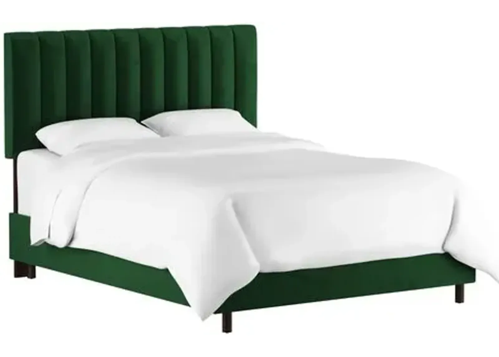 Delmar Velvet Channeled Bed - Handcrafted - Green