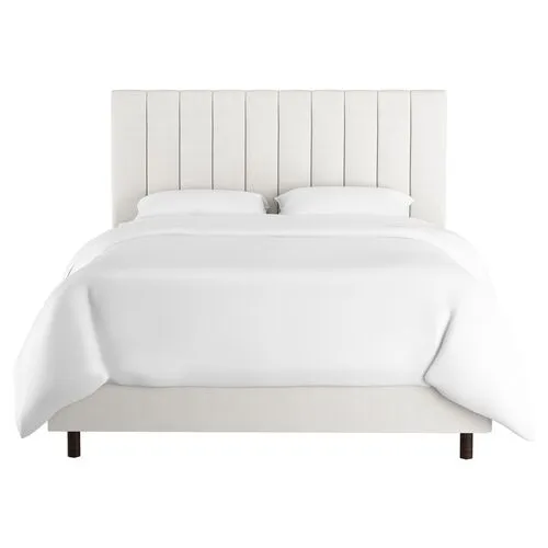 Delmar Linen Channeled Bed - White