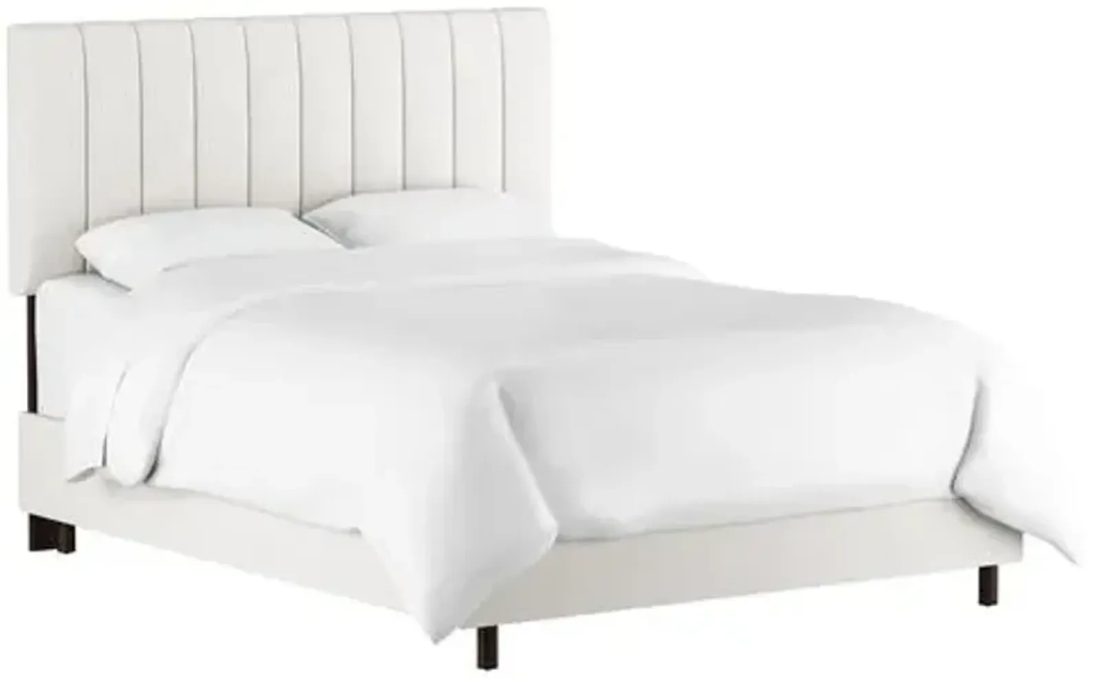 Delmar Linen Channeled Bed - White