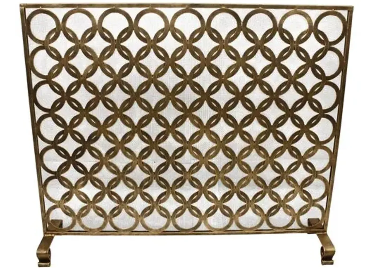 38" Ariel Fireplace Screen - Antiqued Gold