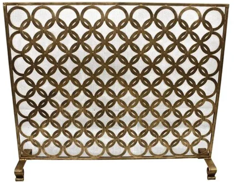 38" Ariel Fireplace Screen - Antiqued Gold