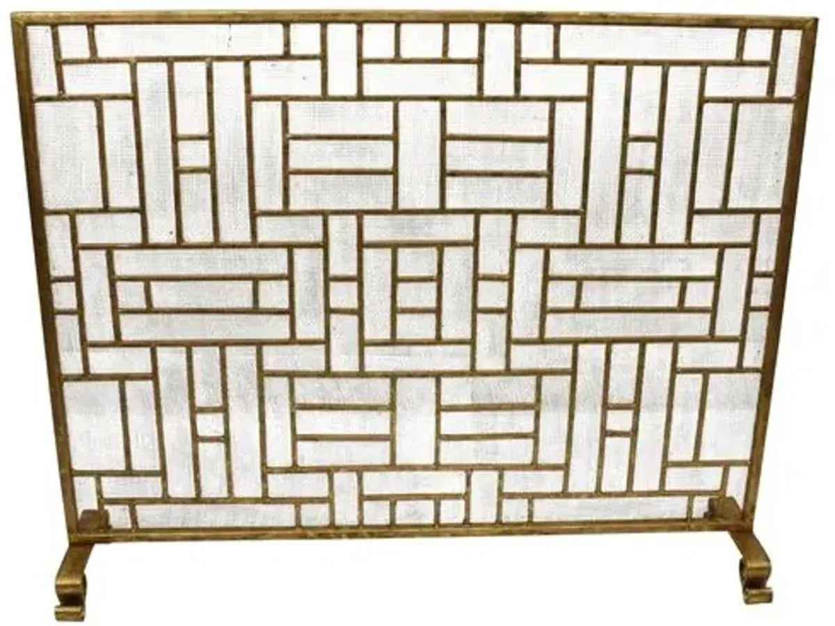 39" Litzy Fireplace Screen - Italian Gold