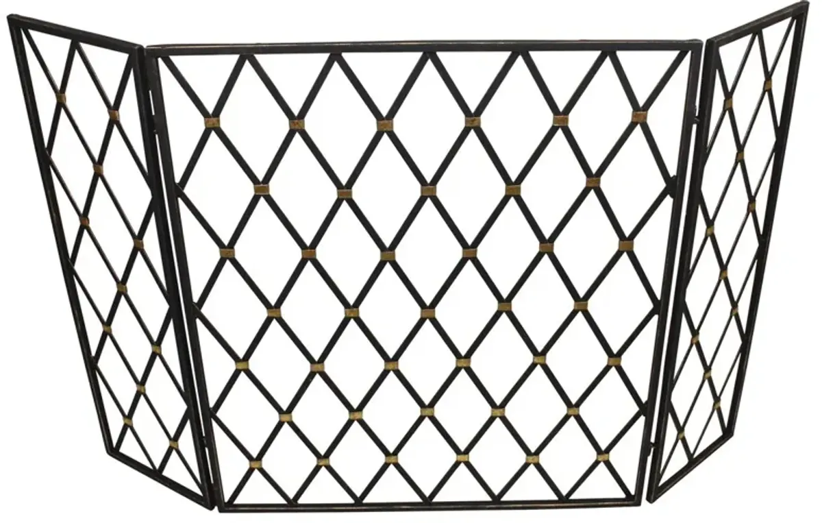 49" Lillie Three-Panel Fireplace Screen, Black