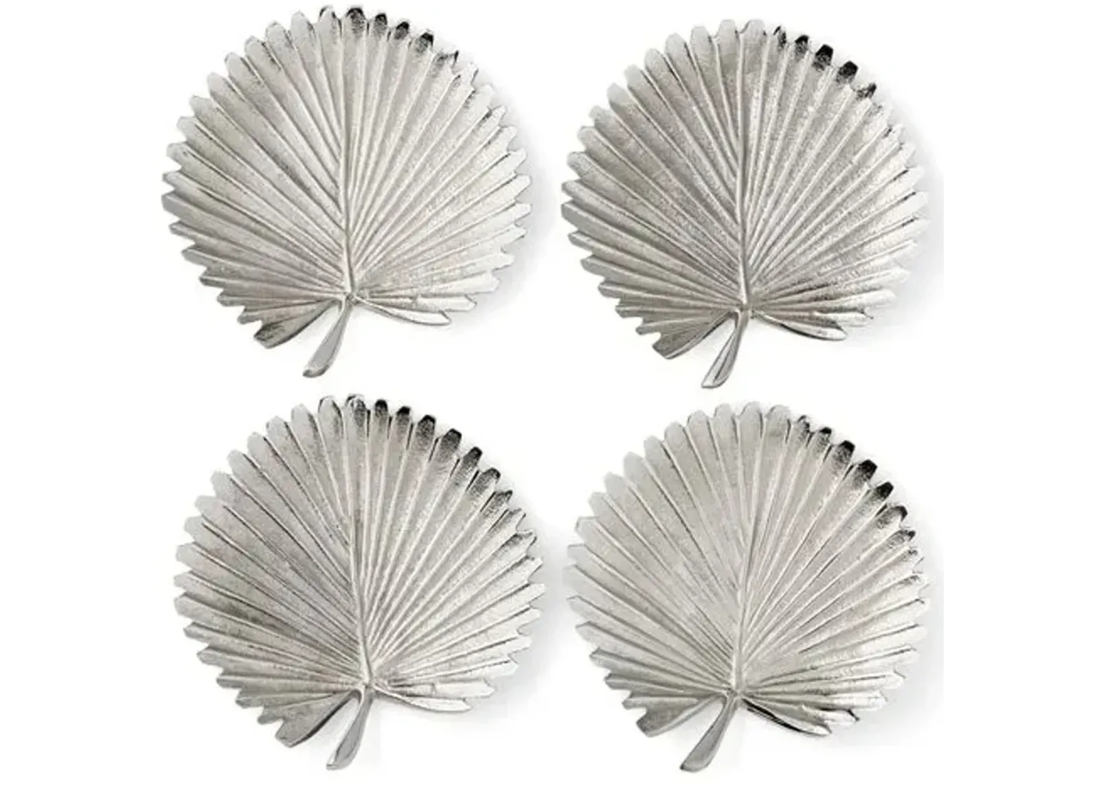 Set of 4 Fan Leaf Coasters - Silver