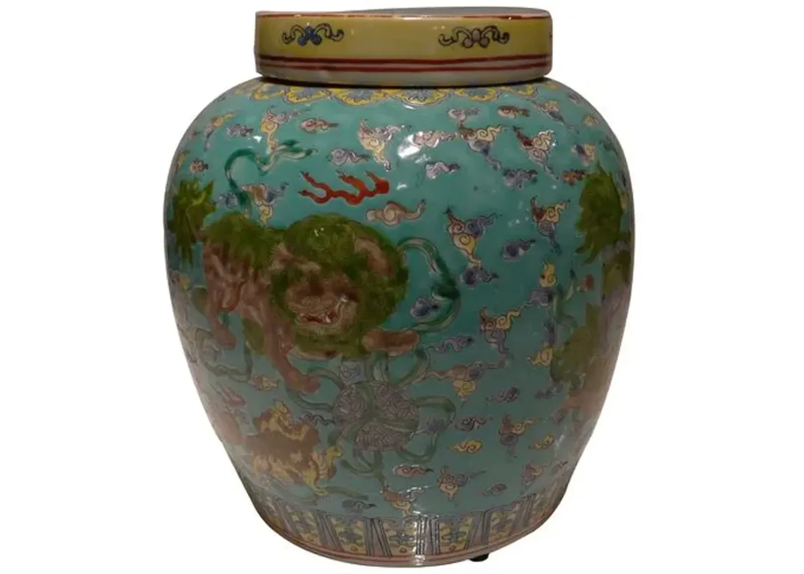 10" Gianni Lion Jar - Teal - Green